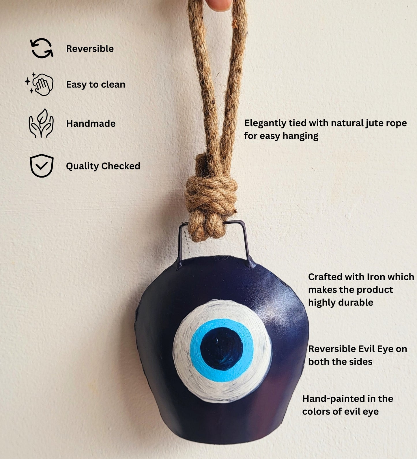 Evil Eye Cow Bell for Wall Decor - jasmeyhomes