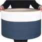 Modern Spacious Cotton Rope Basket - White & Blue