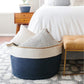 Modern Spacious Cotton Rope Basket - White & Blue