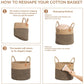 Modern Spacious Cotton Rope Basket - White & Blue