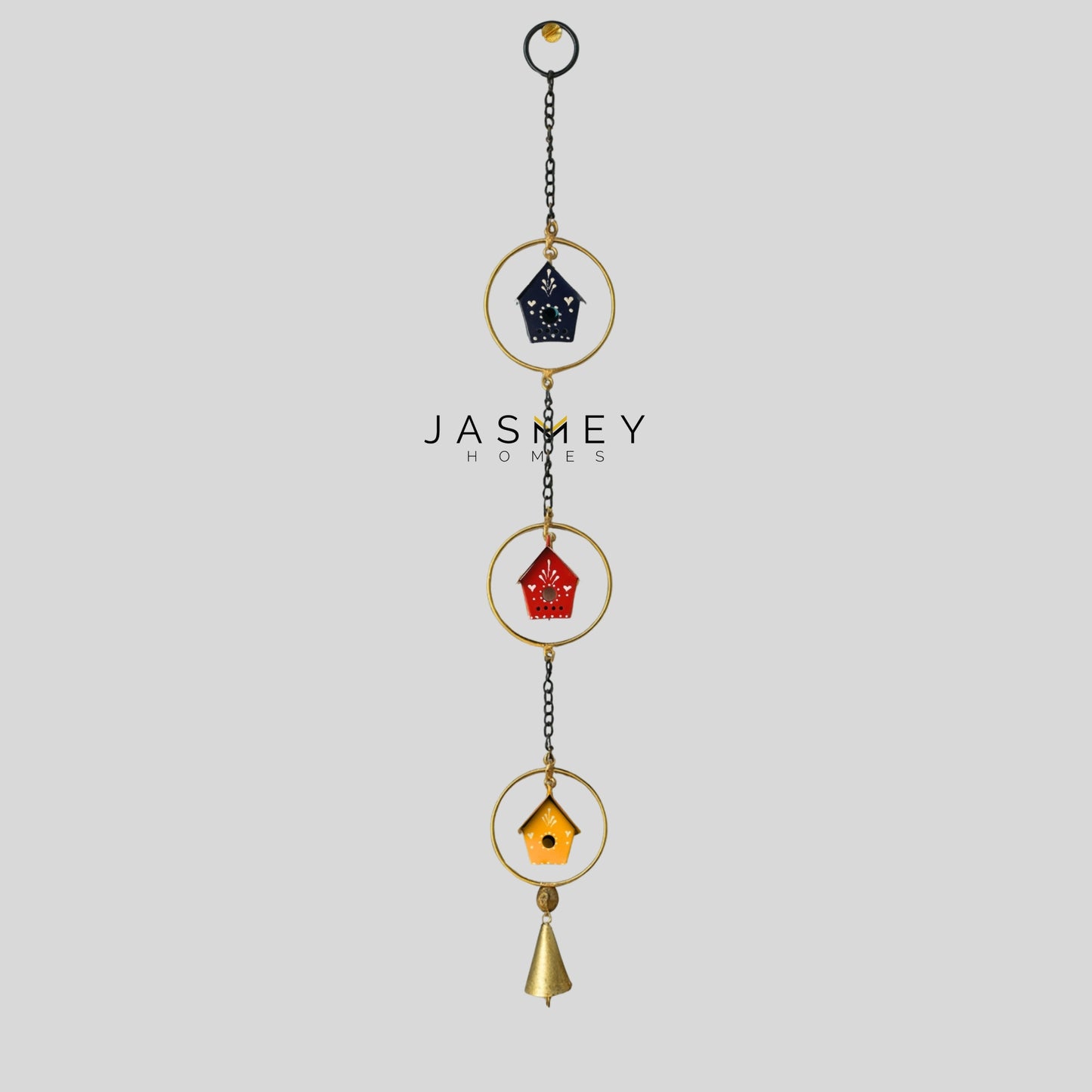 Tiny Home Melody - Hand Painted Hanging Ornaments  For Home Decor, Wind Chimes- Set of 3 Blue