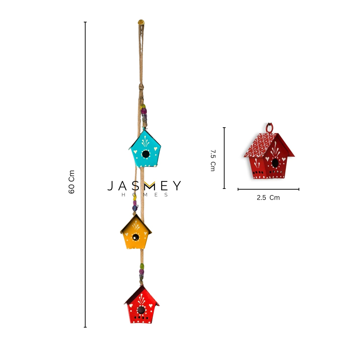 Kuku Home Melody - Hand Painted Hanging Ornaments  For Home Decor, Wind Chimes- Set of 3 Aque