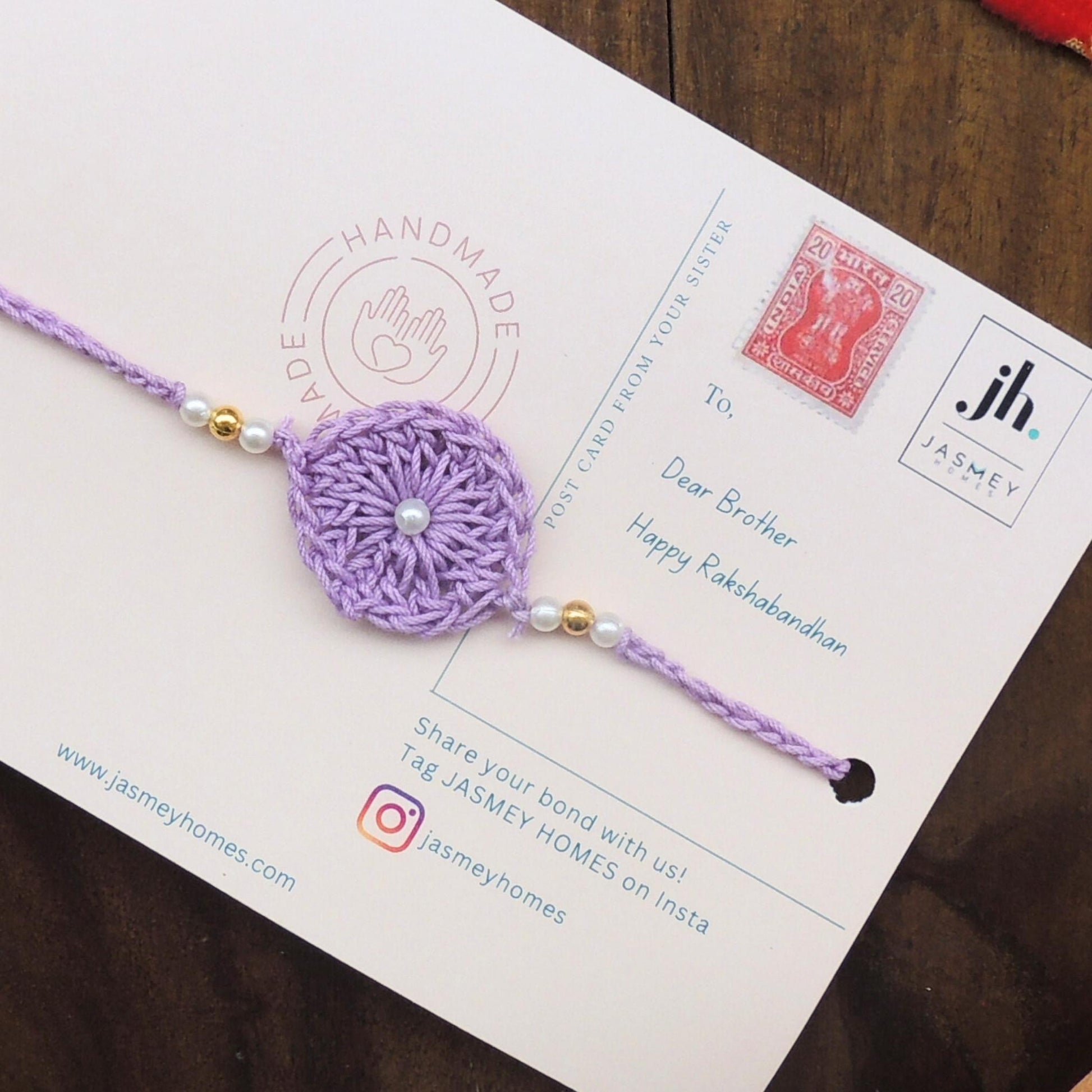 Set of 2 ASHOKA Rakhi for Brother with Post Card - jasmeyhomes