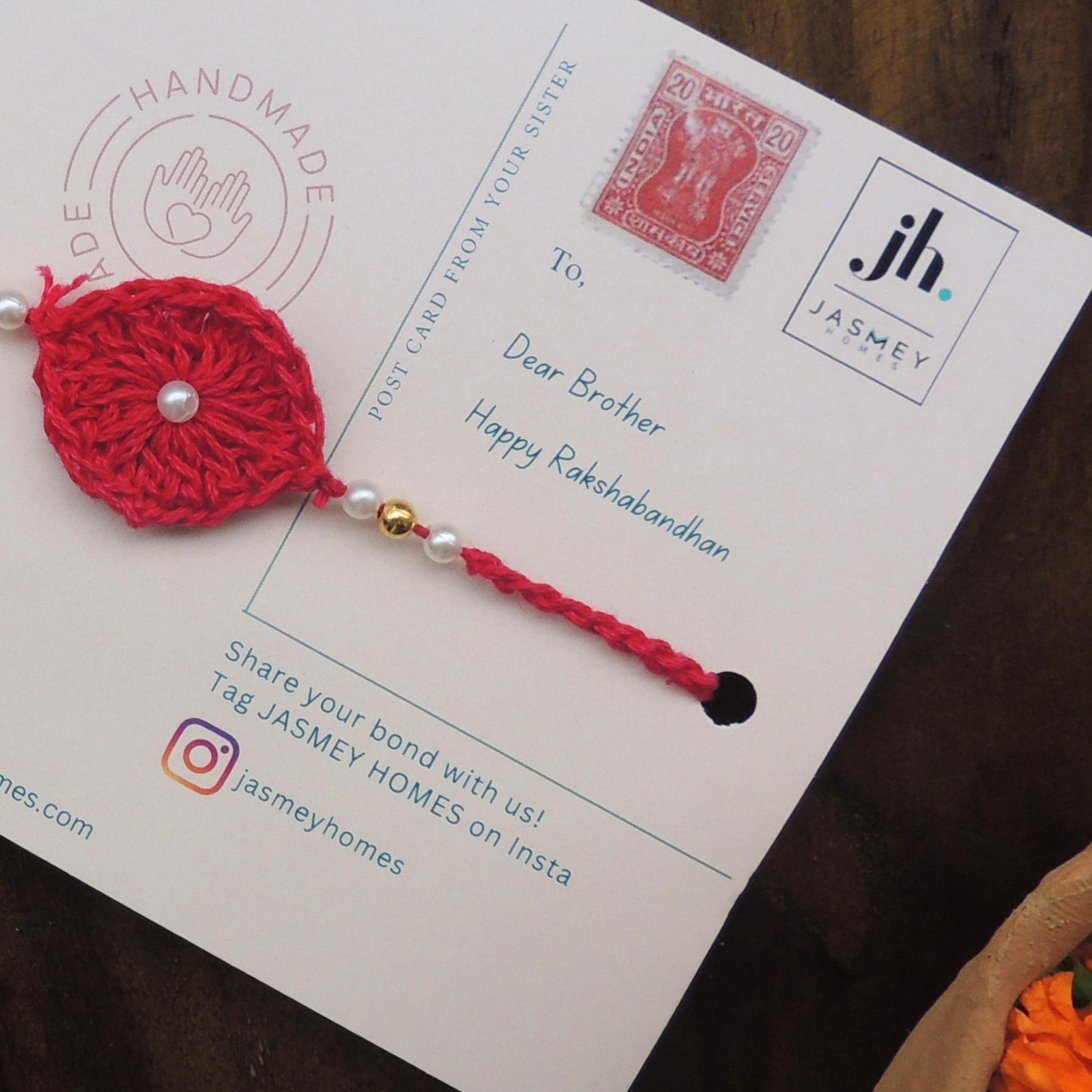 Set of 2 ASHOKA Rakhi for Brother with Post Card - jasmeyhomes