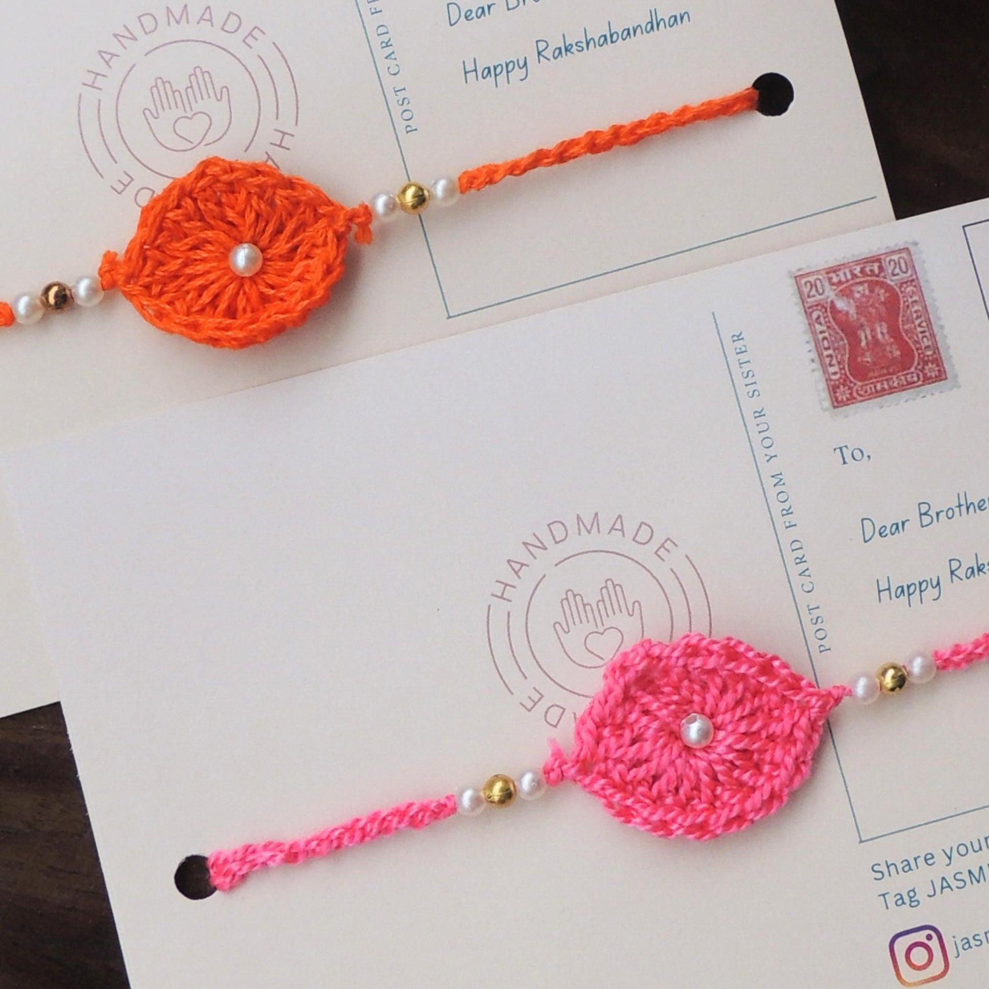Set of 2 ASHOKA Rakhi for Brother with Postcard - jasmeyhomes