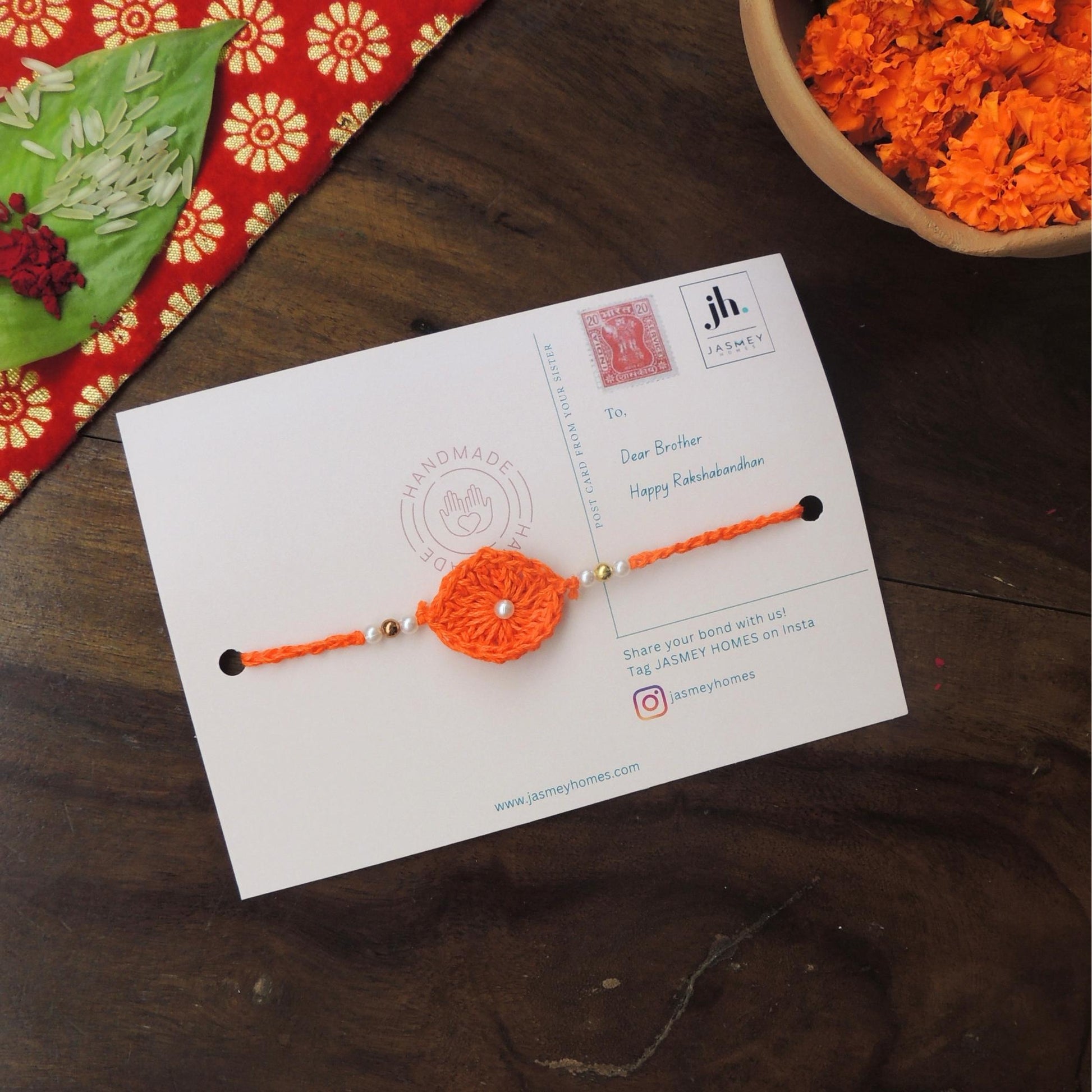 Set of 2 ASHOKA Rakhi for Brother with Postcard - jasmeyhomes