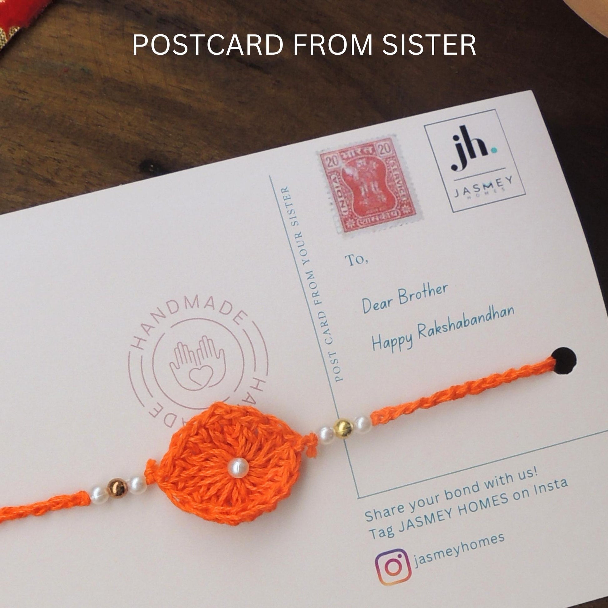 Set of 2 ASHOKA Rakhi for Brother with Postcard - jasmeyhomes