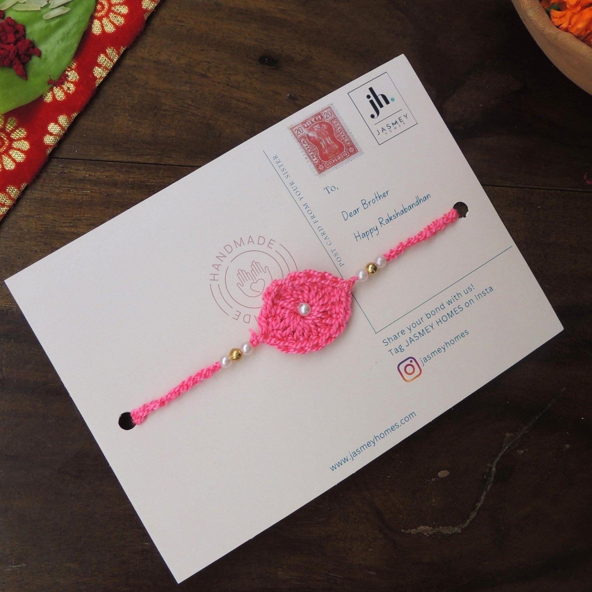 Set of 2 ASHOKA Rakhi for Brother with Postcard - jasmeyhomes