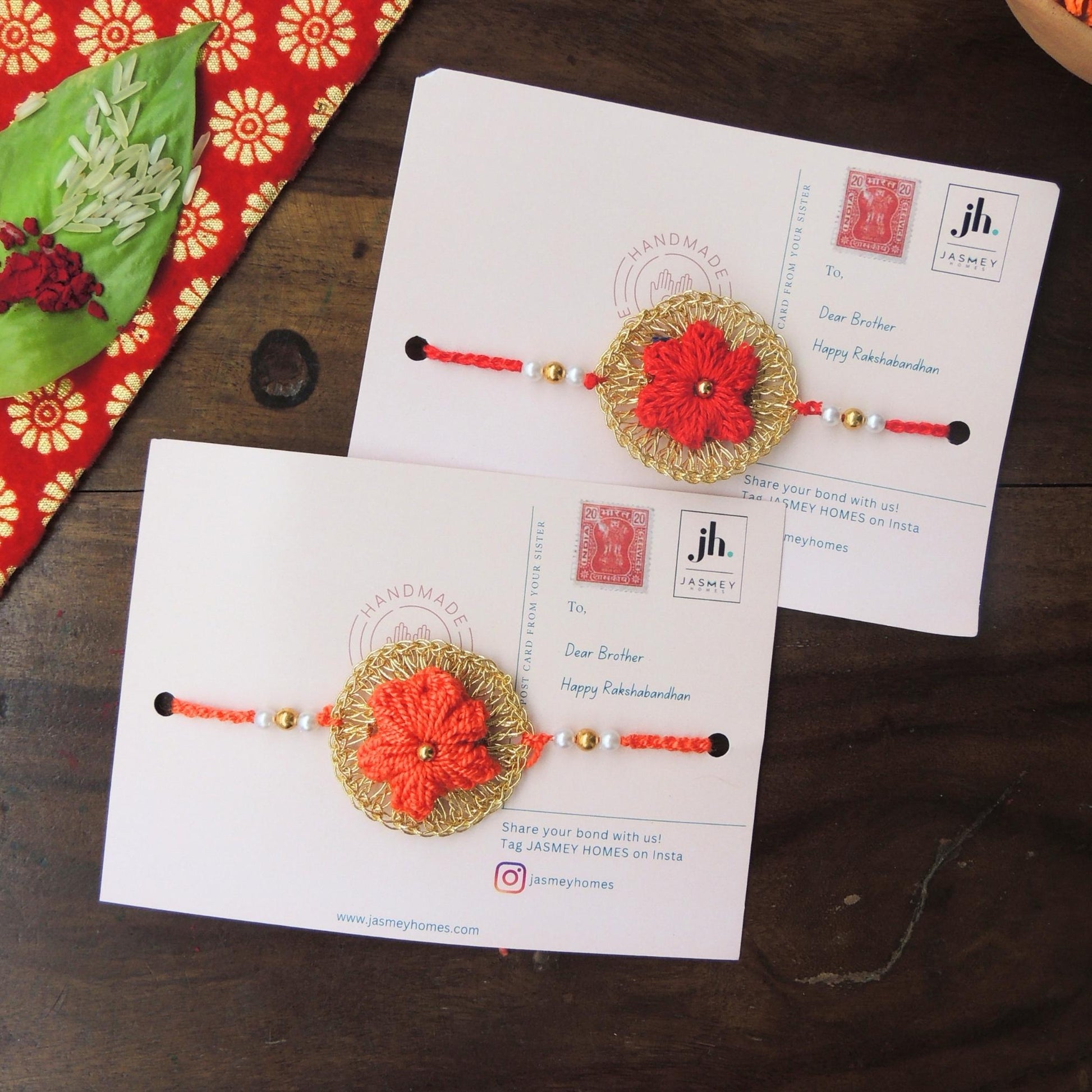 Set of 2 CHAKRA Rakhi for Brother with Post Card - jasmeyhomes