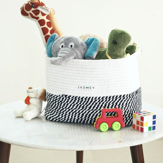 Rectangular White & Black Storage Basket - jasmeyhomes