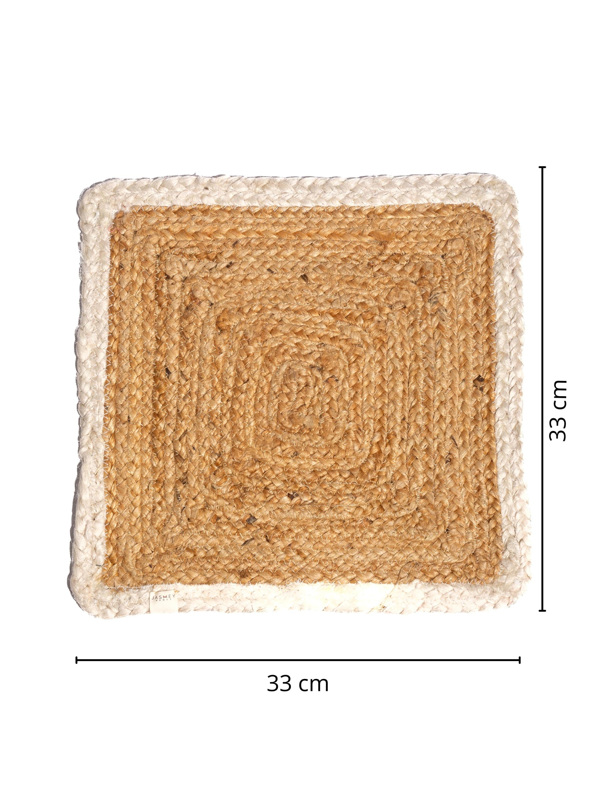 Upper Crust Square Jute Mats - White - jasmeyhomes