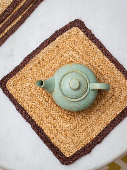 Jute Table Mats - Upper Crust Square 33cm - Brown - jasmeyhomes