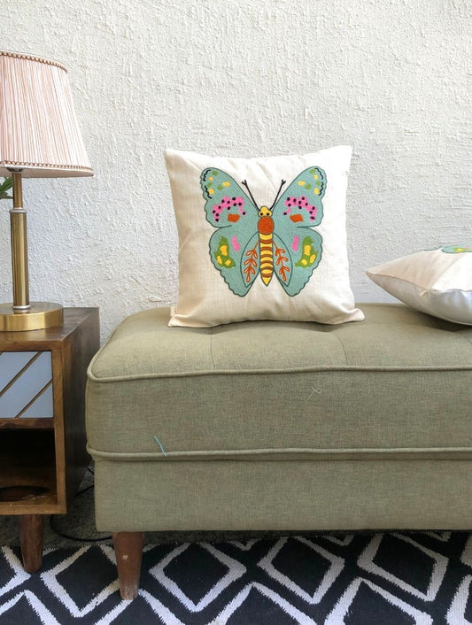 Embroidered Cushion Cover - Butterfly - jasmeyhomes