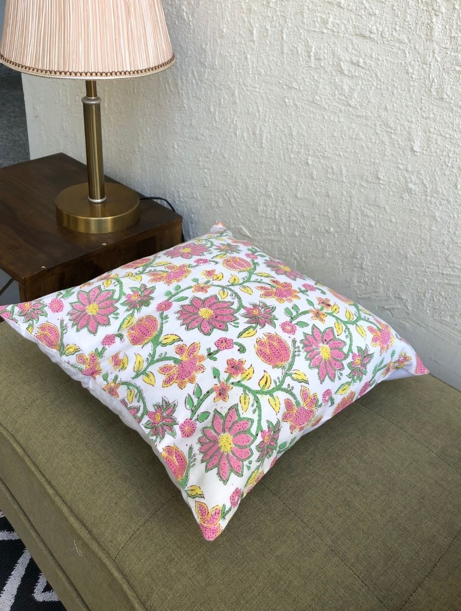 Blocked Cushion Cover - Madhuban - jasmeyhomes