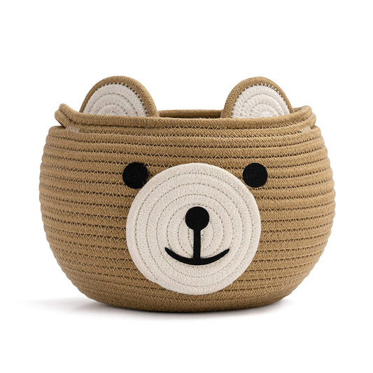 Cute Bear Round Toy Basket | Bedroom Storage |Bakset for Children - jasmeyhomes