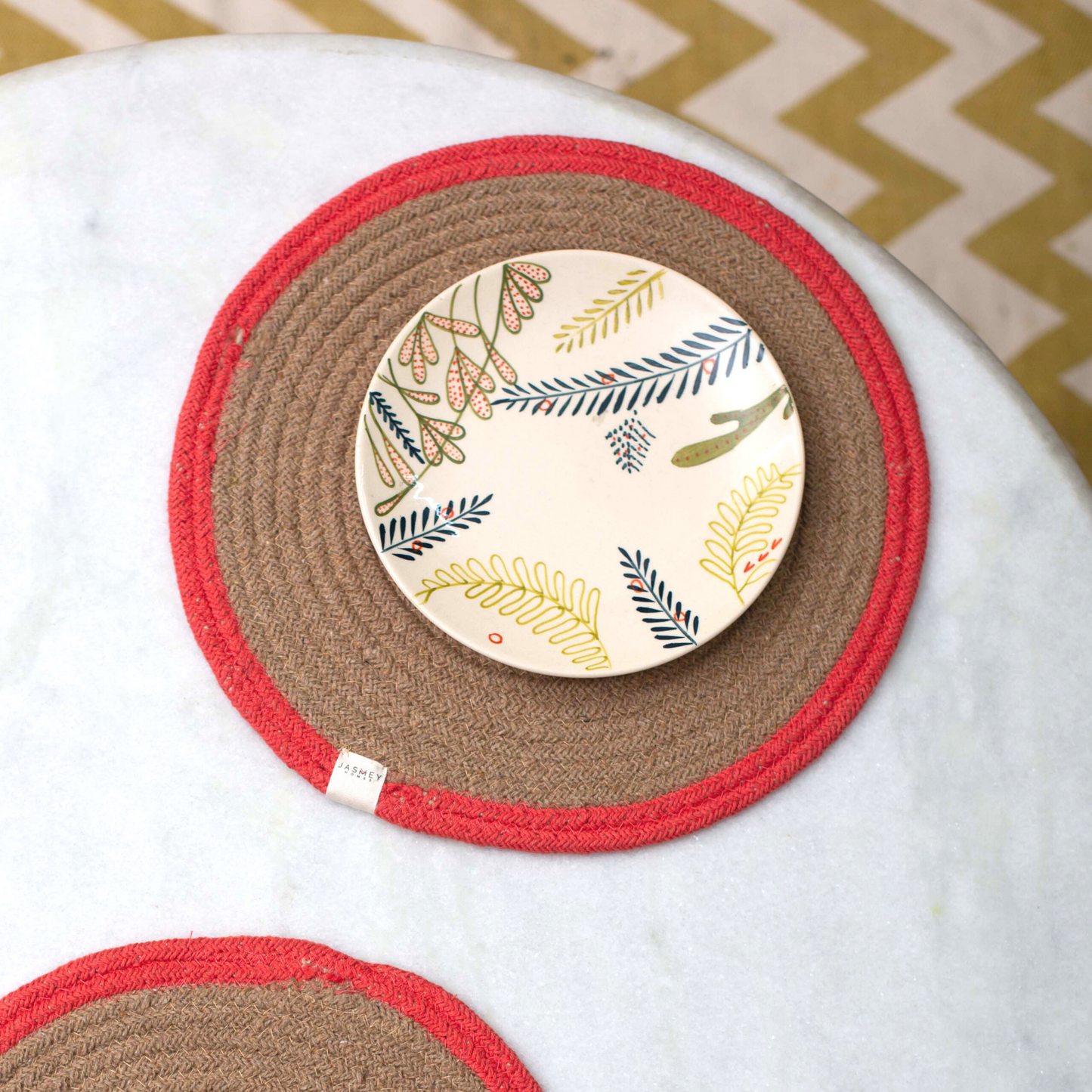 Set of 2 Reversible Placemats- Outer Ring | Coral - jasmeyhomes