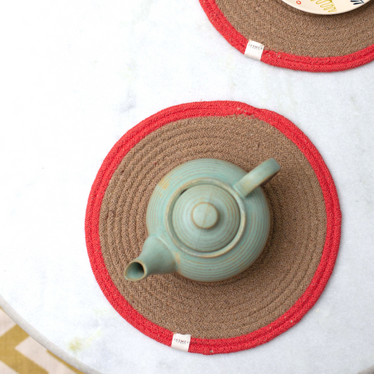 Set of 2 Reversible Placemats- Outer Ring | Coral - jasmeyhomes