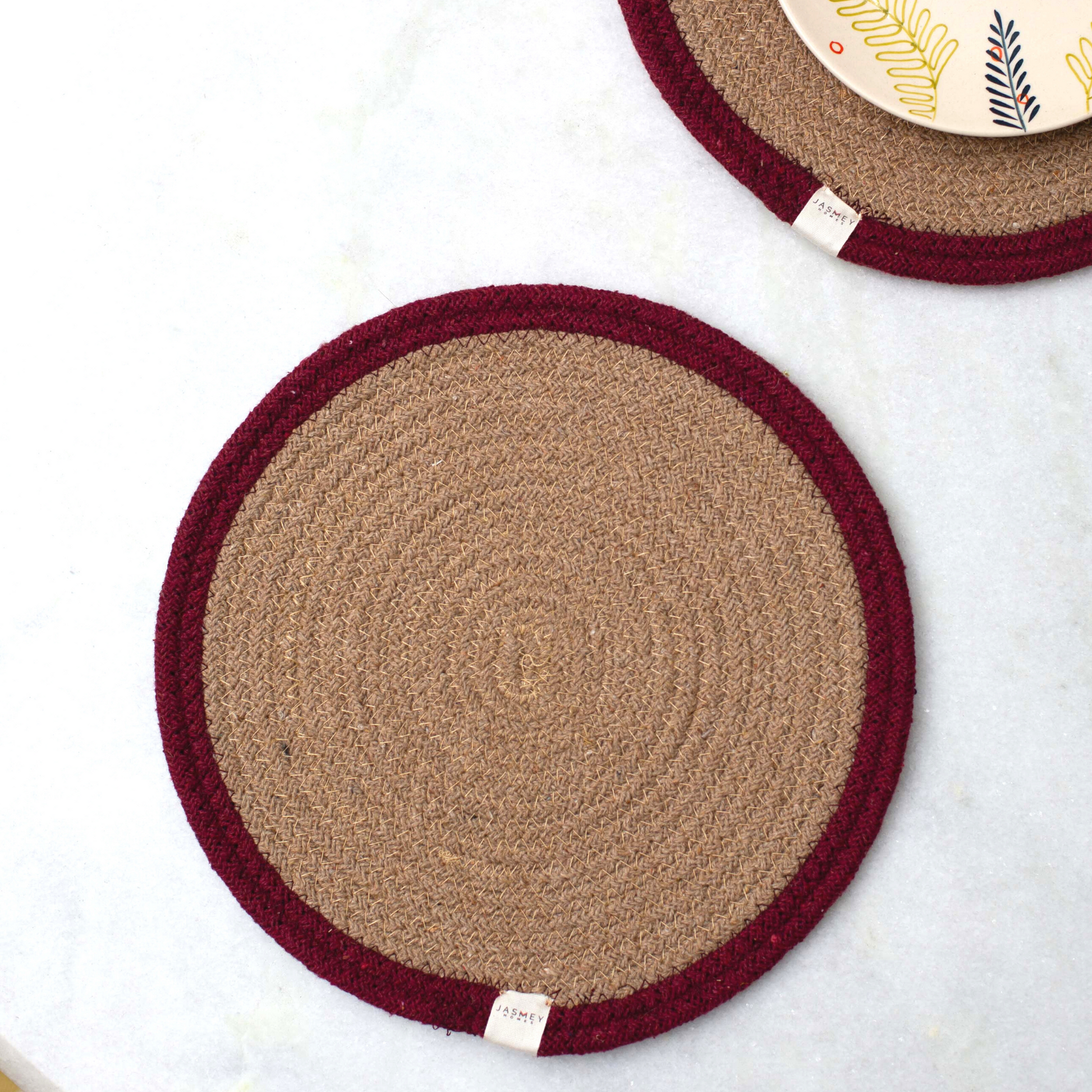 Set of 2 Reversible Placemats- Outer Ring | Maroon - jasmeyhomes