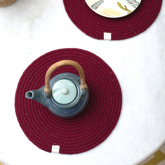 Set of 2 Reversible Placemats- Solid | Maroon - jasmeyhomes