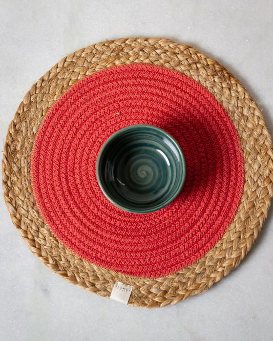 Jute & Cotton Monochrome Placemats - Coral - jasmeyhomes