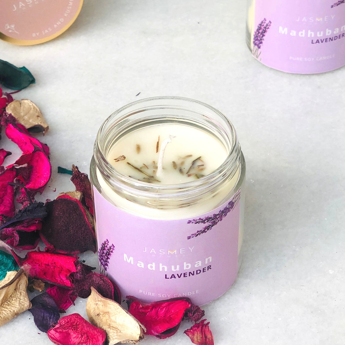 JASMEY HOMES | SET OF 2 SCENTED CANDLE- CLOVE AND LAVENDER - PURE SOY - jasmeyhomes