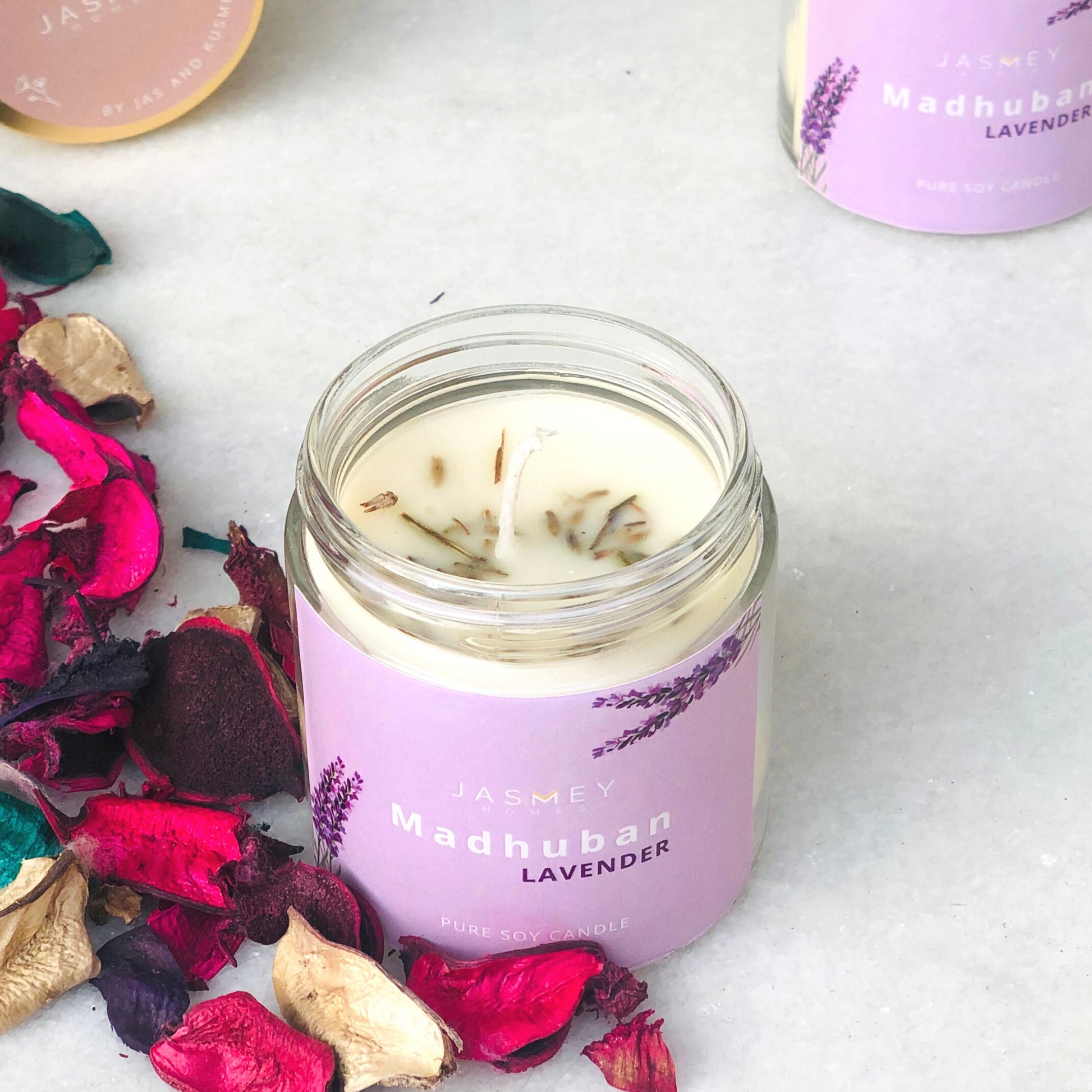 JASMEY HOMES | SET OF 2 SCENTED CANDLE- CLOVE AND LAVENDER - PURE SOY - jasmeyhomes