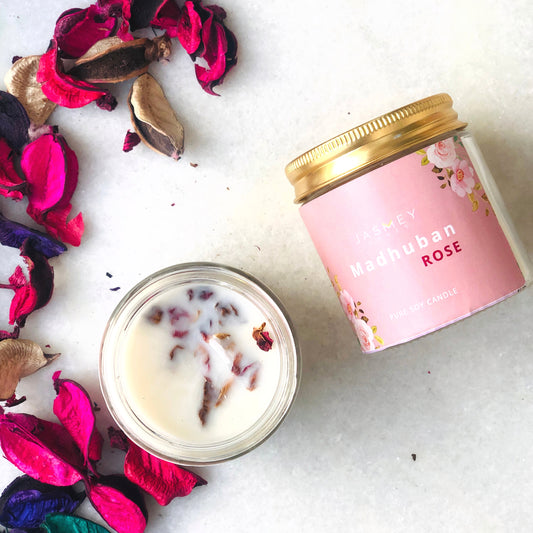JASMEY HOMES | ROSE SCENTED CANDLE- PURE SOY - jasmeyhomes
