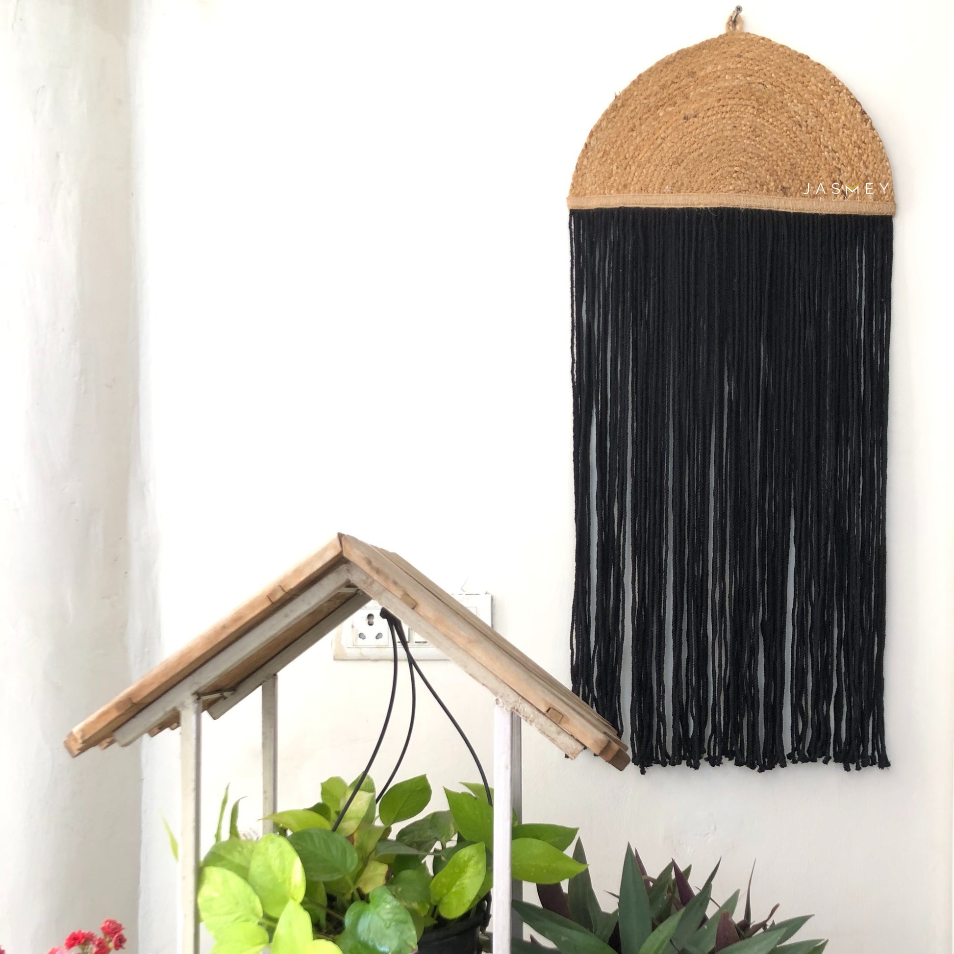 JASMEY HOMES Jute & Macrame Woven Wall Hanging Small Decor Boho Chic Bohemian Home Geometric Art Decor - Beautiful Apartment Dorm Room Decoration,16"x36" - jasmeyhomes