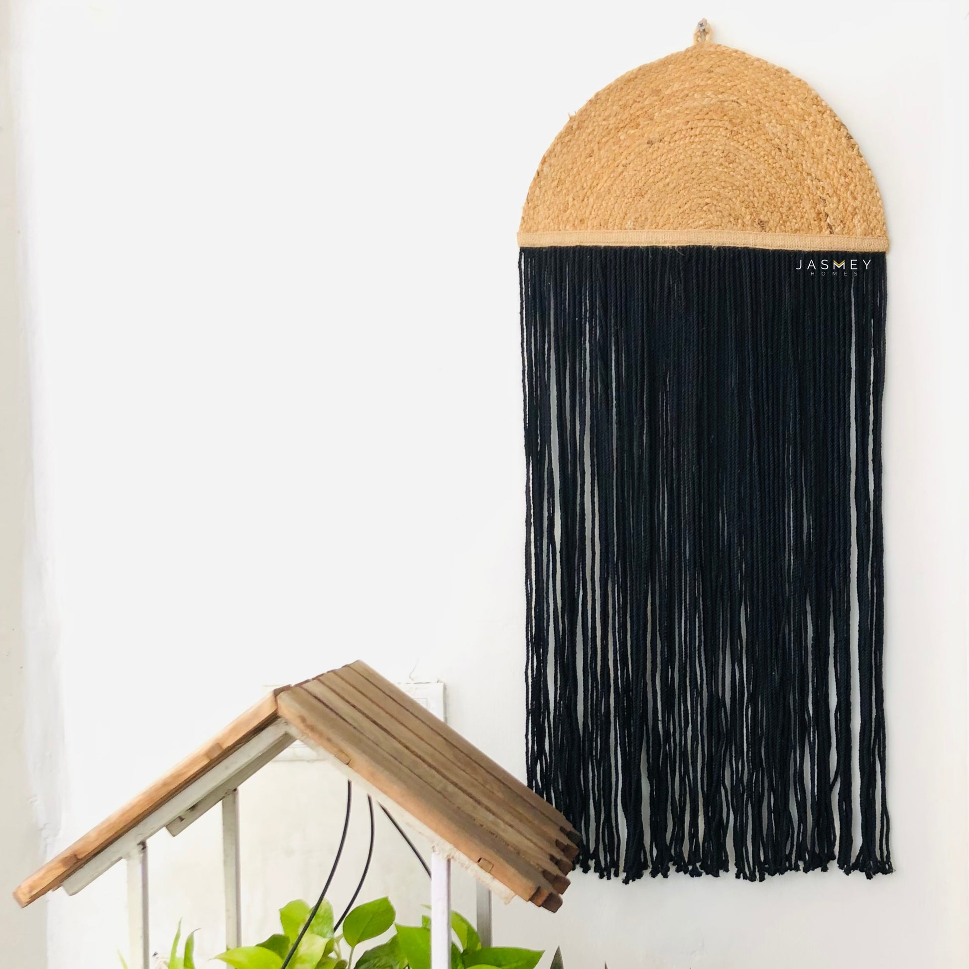 JASMEY HOMES Jute & Macrame Woven Wall Hanging Small Decor Boho Chic Bohemian Home Geometric Art Decor - Beautiful Apartment Dorm Room Decoration,16"x36" - jasmeyhomes