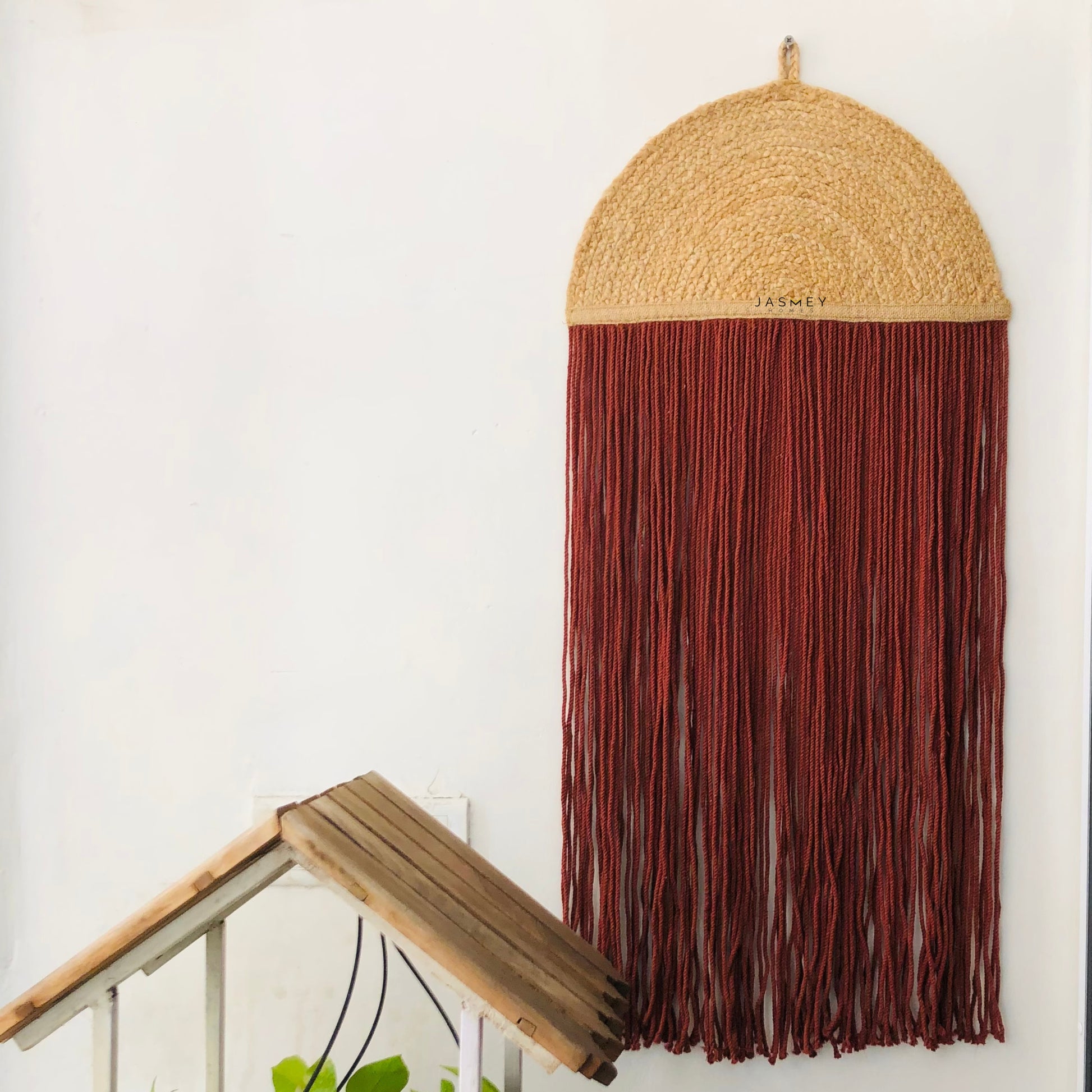 JASMEY HOMES Jute & Macrame Woven Wall Hanging Small Decor Boho Chic Bohemian Home Geometric Art Decor - Beautiful Apartment Dorm Room Decoration,16"x36" - jasmeyhomes