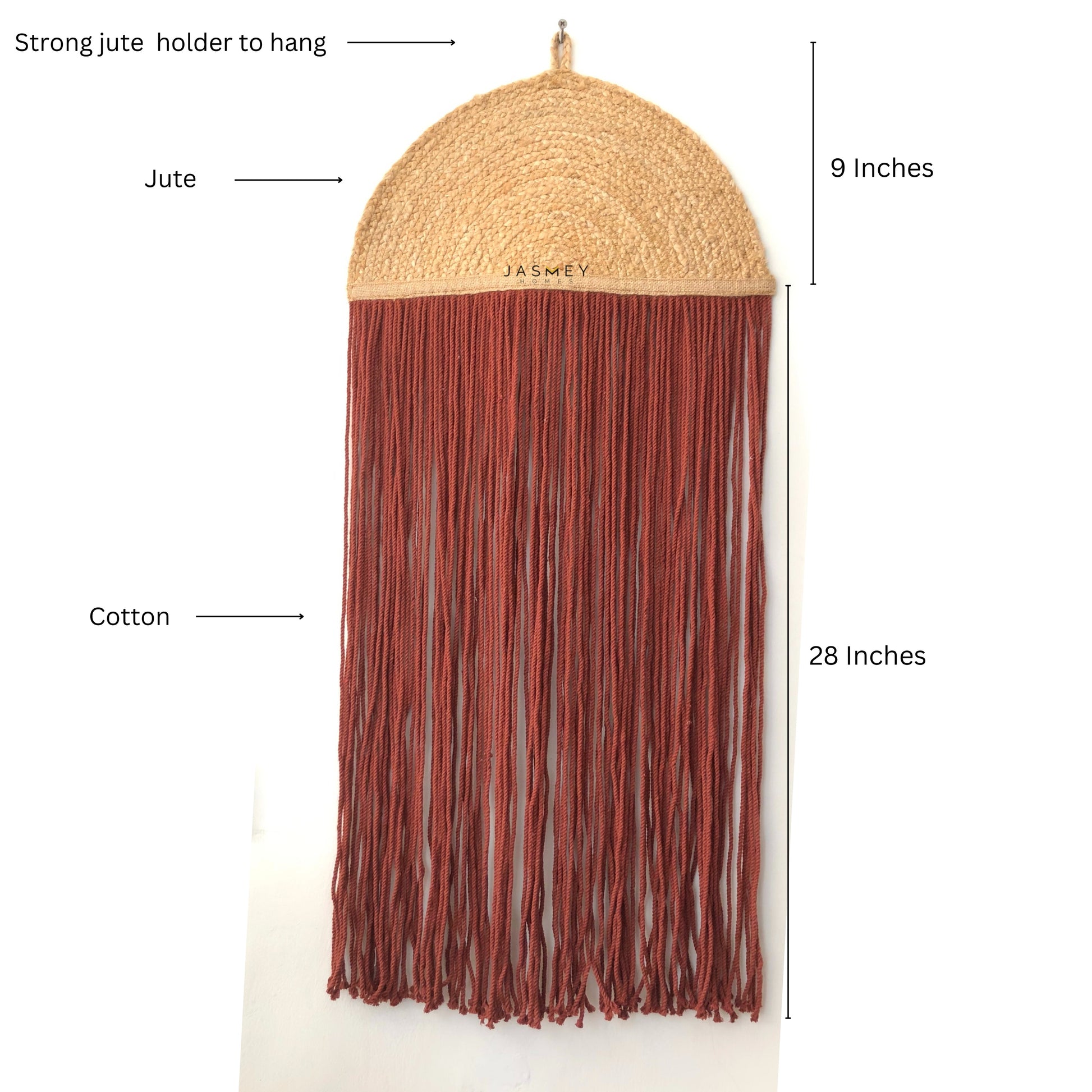 JASMEY HOMES Jute & Macrame Woven Wall Hanging Small Decor Boho Chic Bohemian Home Geometric Art Decor - Beautiful Apartment Dorm Room Decoration,16"x36" - jasmeyhomes