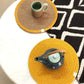JASMEY HOMES Two-Sided Cotton Tablemats/Placemats Heat Resistant Dining Table Place Mats for Kitchen Coffee Table Wedding Party (12 inches / 30 cm Round) Yellow, Set of 2 - jasmeyhomes