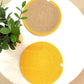 JASMEY HOMES Two-Sided Cotton Tablemats/Placemats Heat Resistant Dining Table Place Mats for Kitchen Coffee Table Wedding Party (12 inches / 30 cm Round) Yellow, Set of 2 - jasmeyhomes