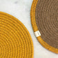 JASMEY HOMES Two-Sided Cotton Tablemats/Placemats Heat Resistant Dining Table Place Mats for Kitchen Coffee Table Wedding Party (12 inches / 30 cm Round) Yellow, Set of 2 - jasmeyhomes
