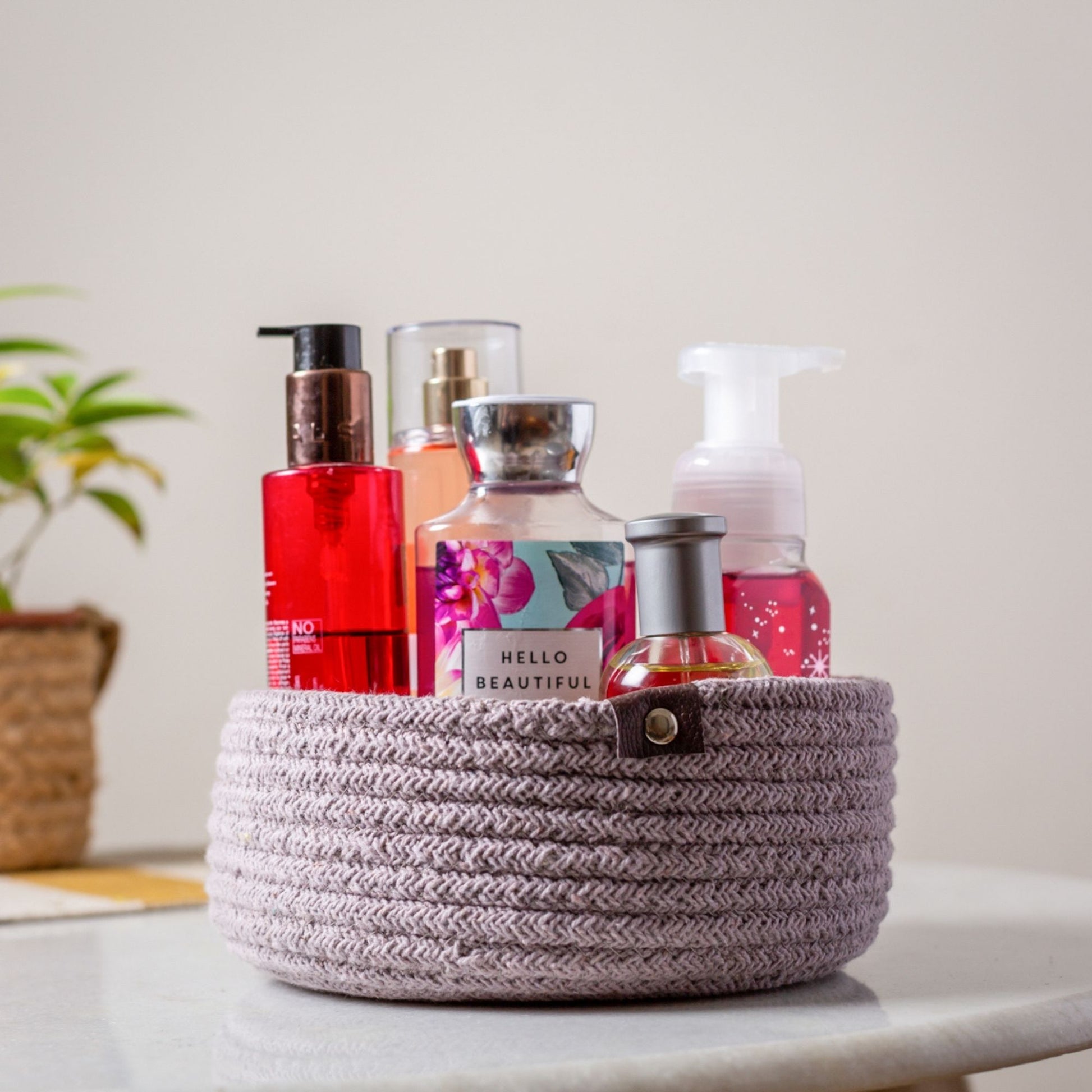 Grey storage baskets for shelves - Pack of 1 - jasmeyhomes