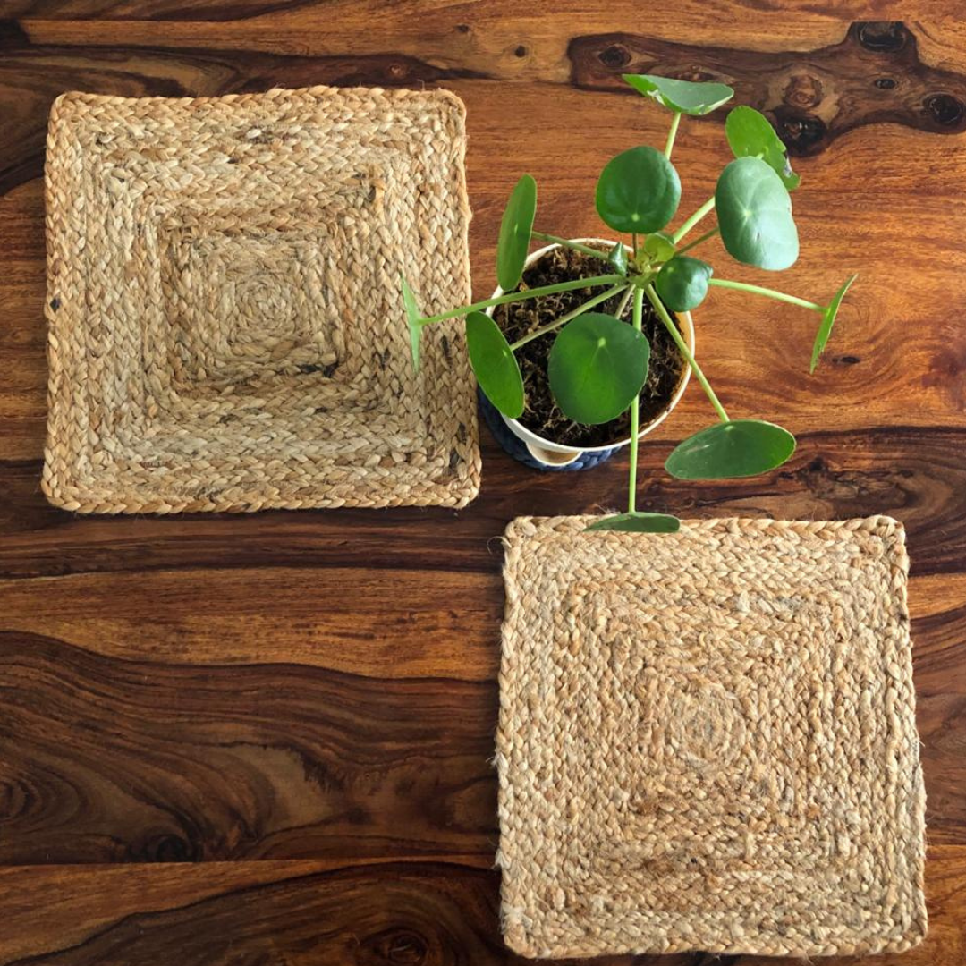 Upper Crust Square Jute Mats - Natural - jasmeyhomes